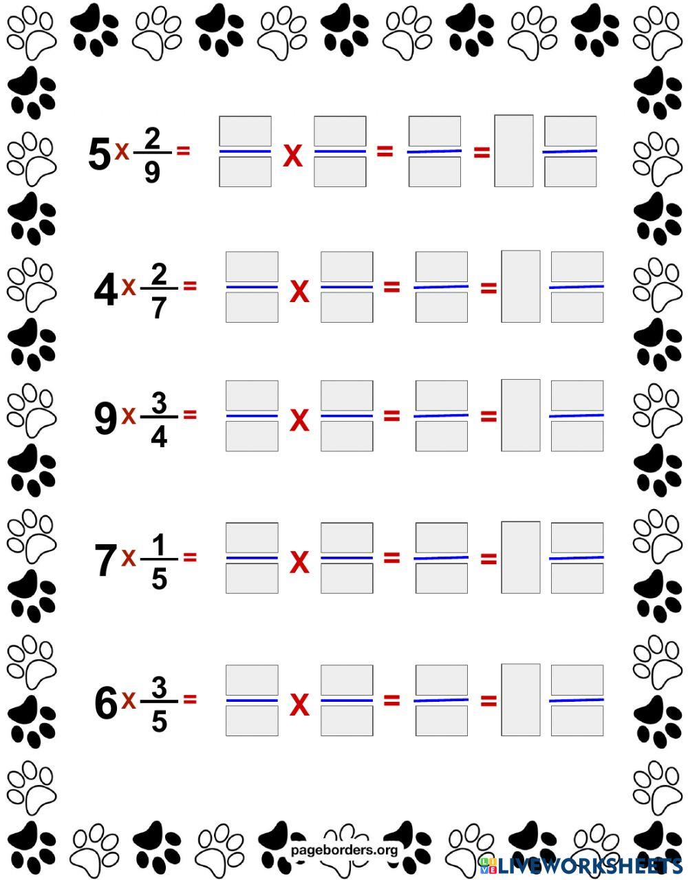 Multiplicación de enteros por fracciones
