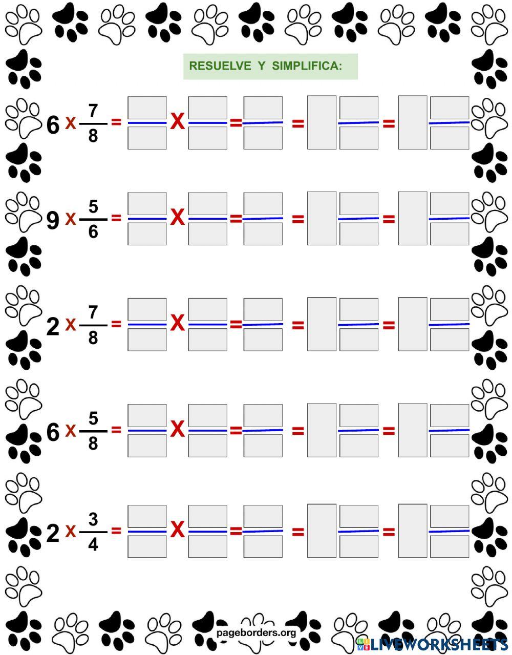 Multiplicación de enteros por fracciones