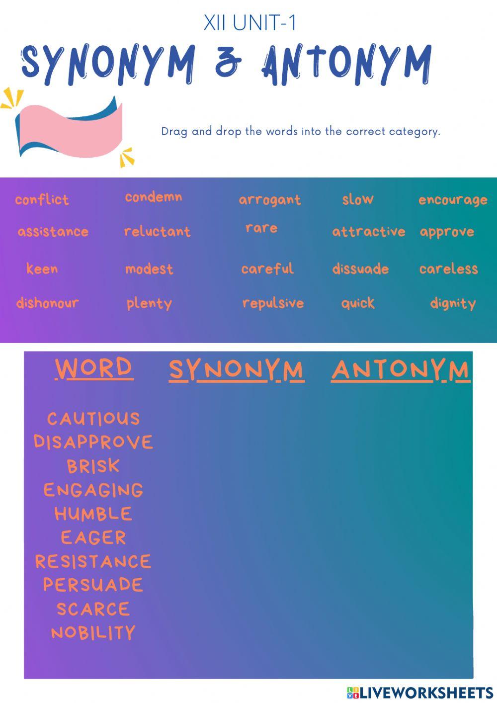 XII synonym and antonyms
