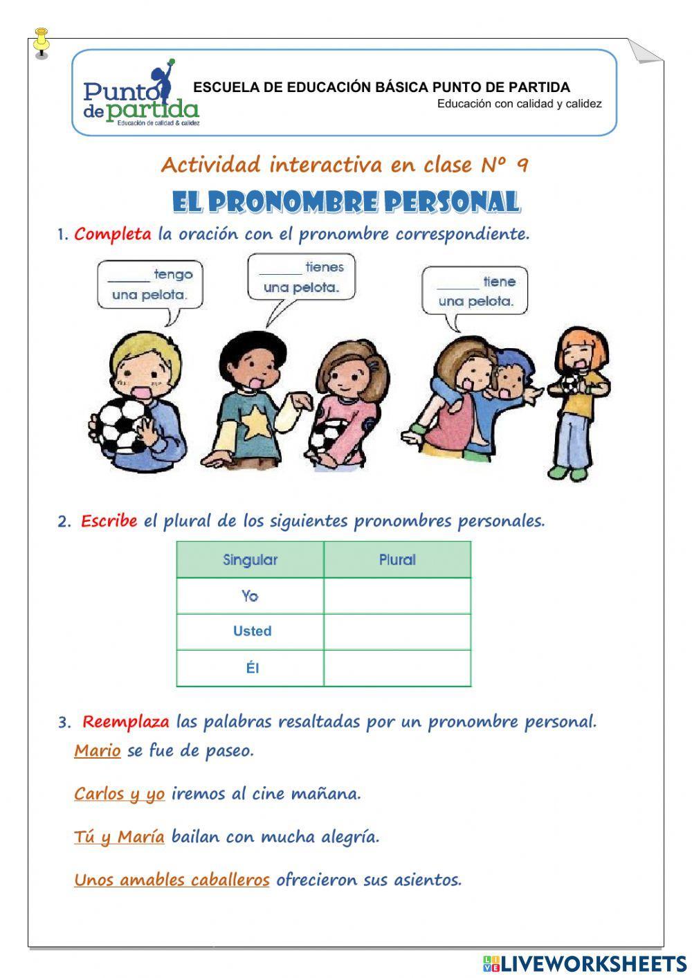 Pronombre personal - La oración: sujeto y predicado