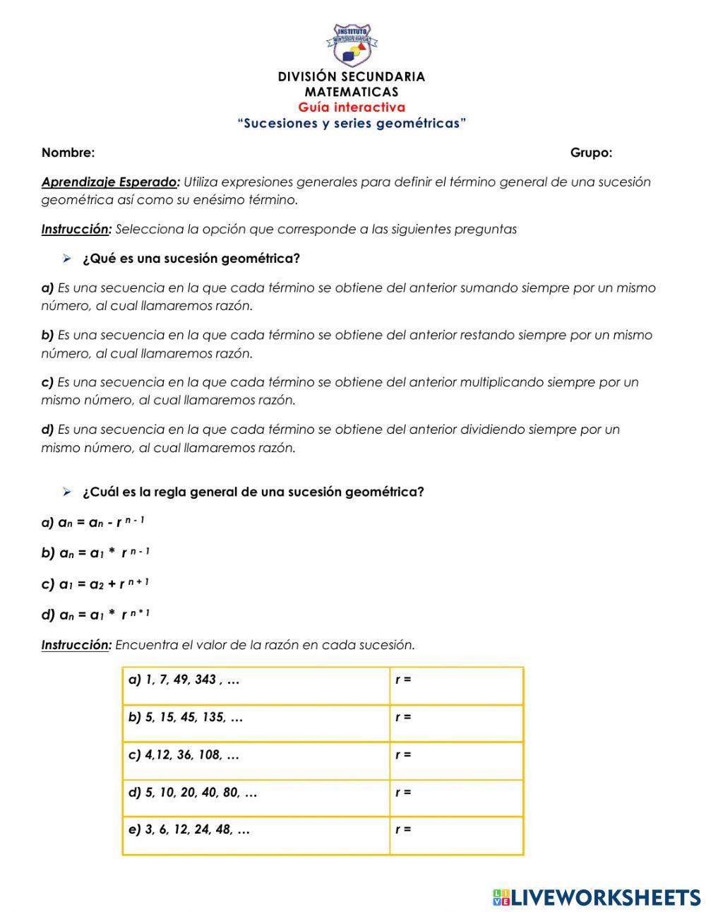 Sucesiones y series geométricas
