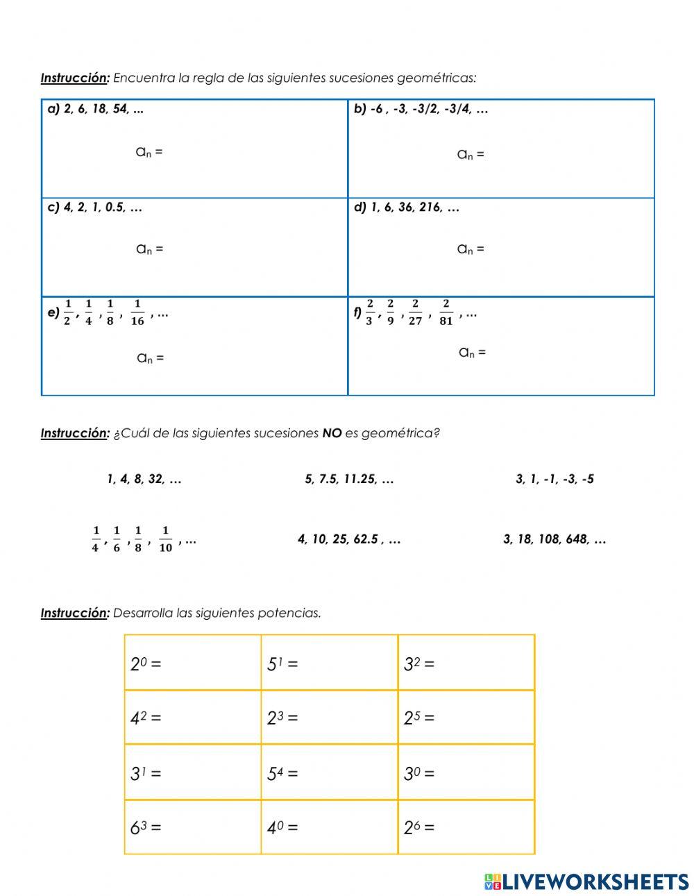 Sucesiones y series geométricas