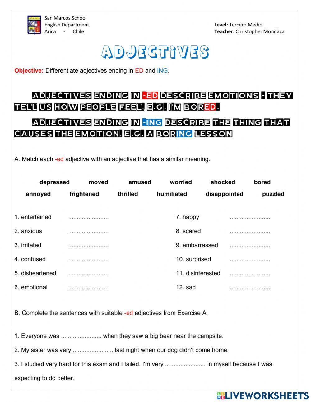 ED and ING Adjectives