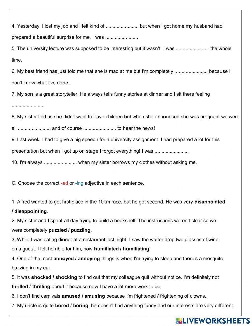 ED and ING Adjectives