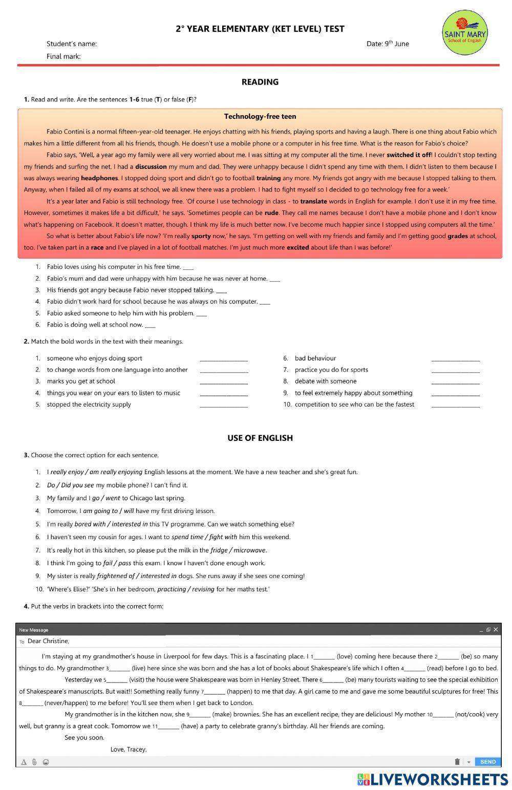 Pre-intermediate - Exam