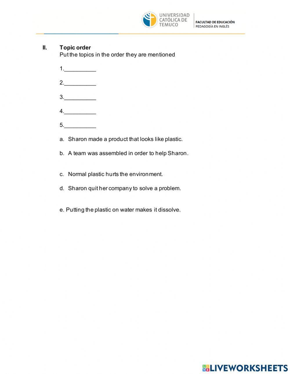 Comprehension activities