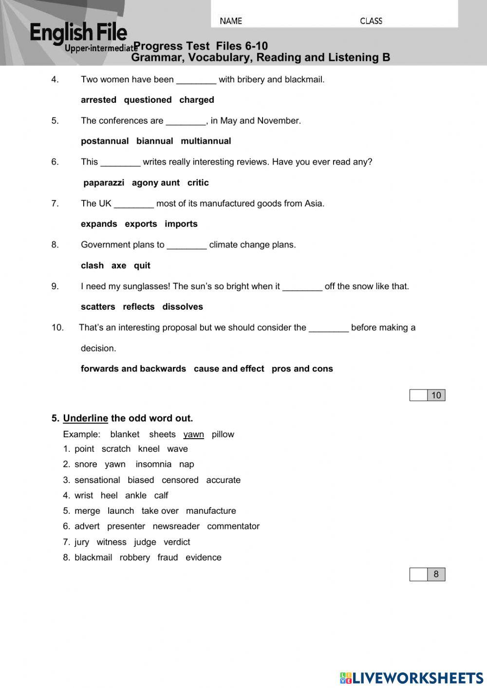 Final test ui ef online exercise for live worksheets