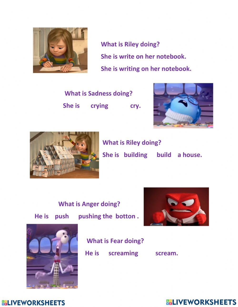 Inside Out. Emotions and Present Continuous