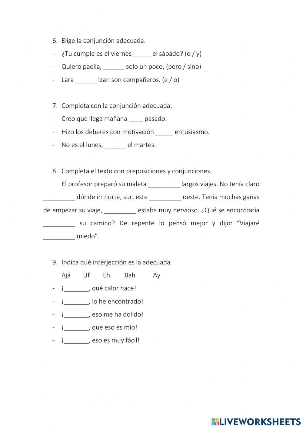 Adverbios, preposiciones, conjunciones, interjecciones, siglas y abreviaciones