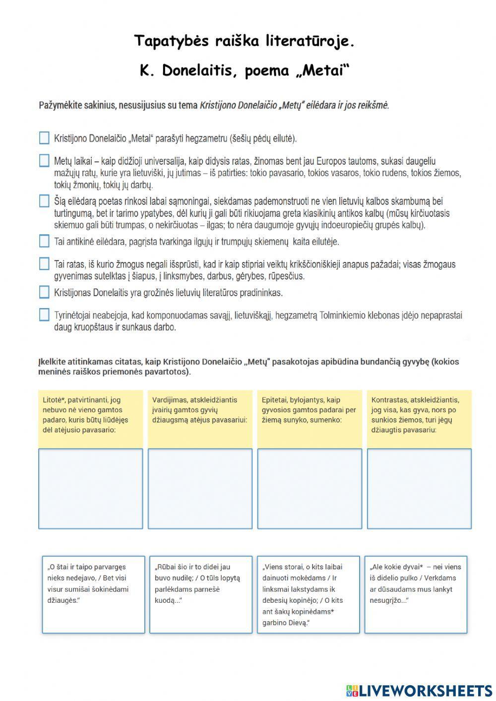 Tapatybės raiška literatūroje, 9 kl.