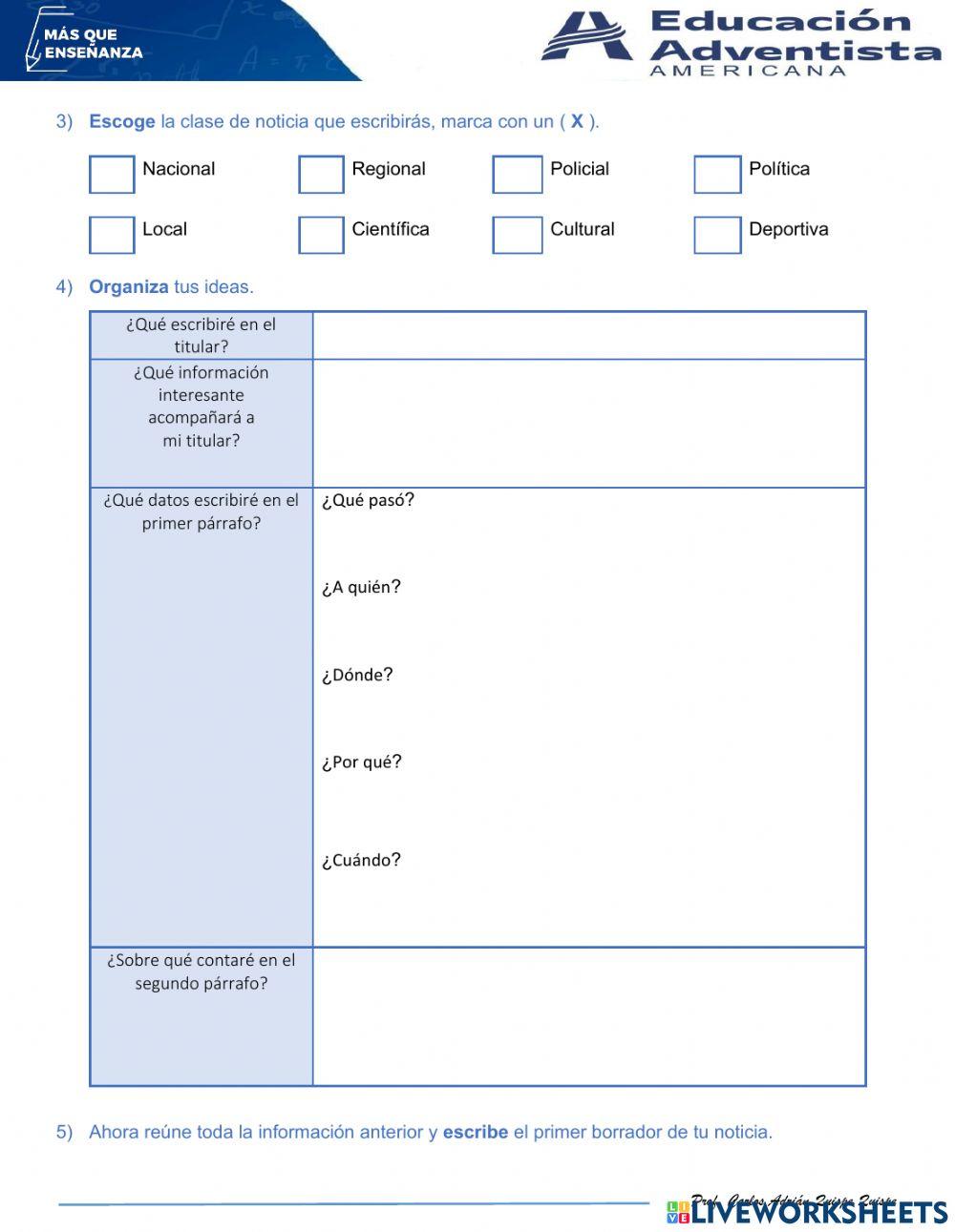 Escribimos una noticia