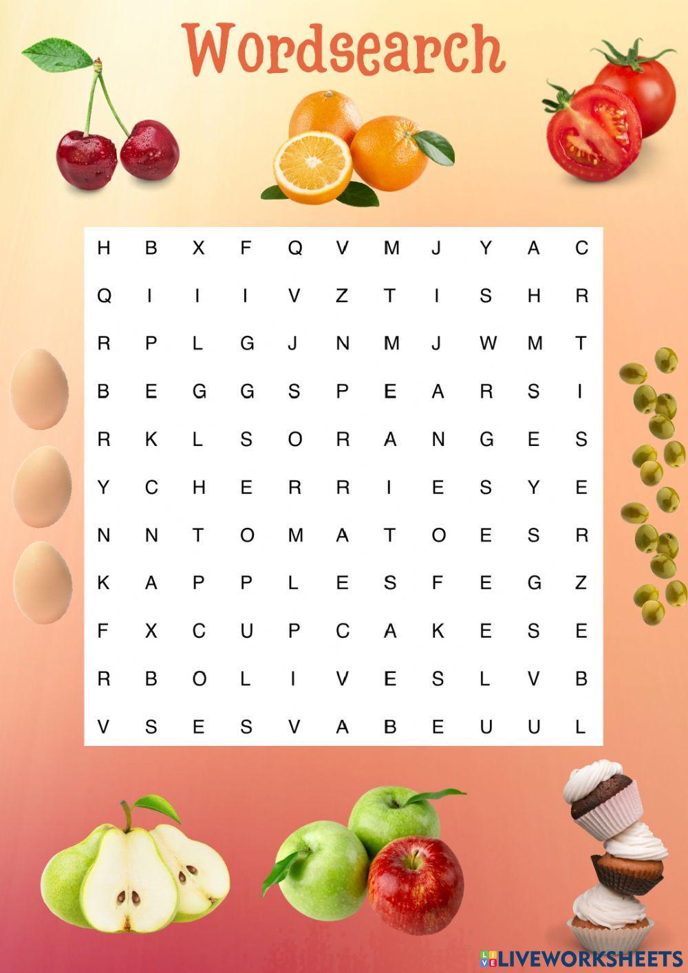Food wordsearch At the picnic
