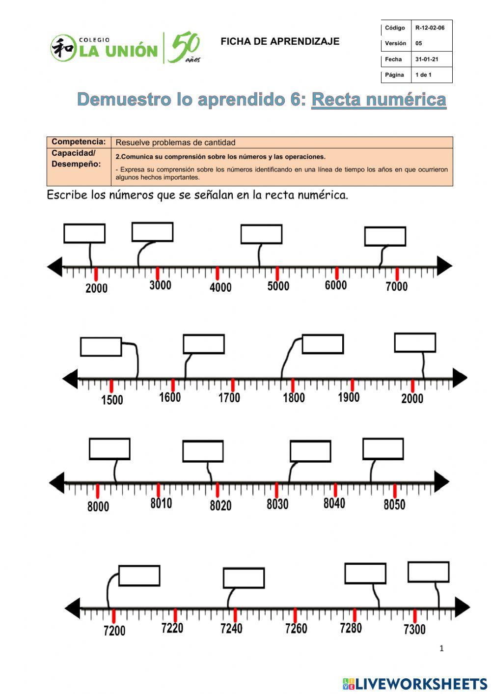 Demuestro lo aprendido 6-Recta numérica