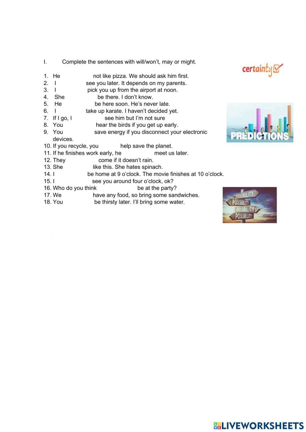 Predictions with may-might-will