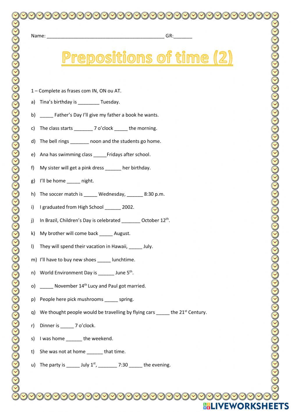 Prepositions of time2