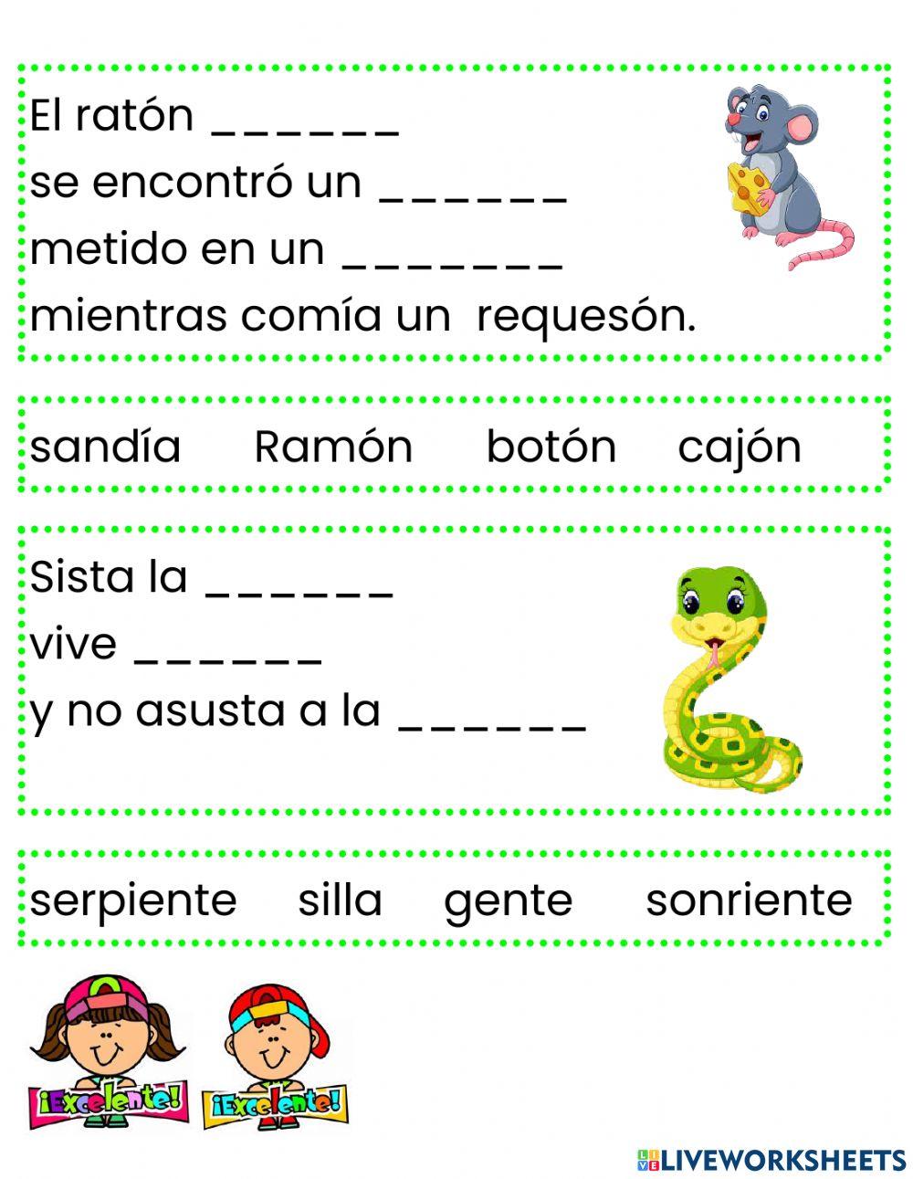 Completo las ri… | Free Interactive Worksheets | 1058240