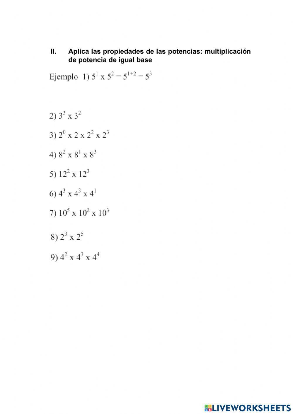 Propiedades de las potencias