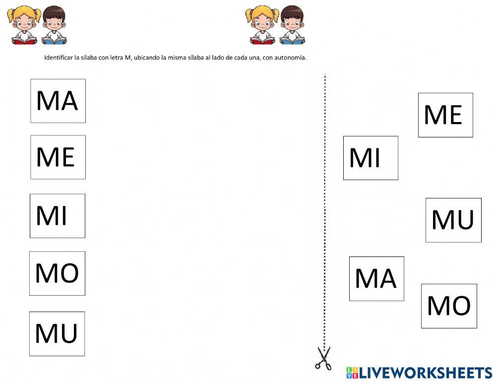 Identificación de sílabas con M