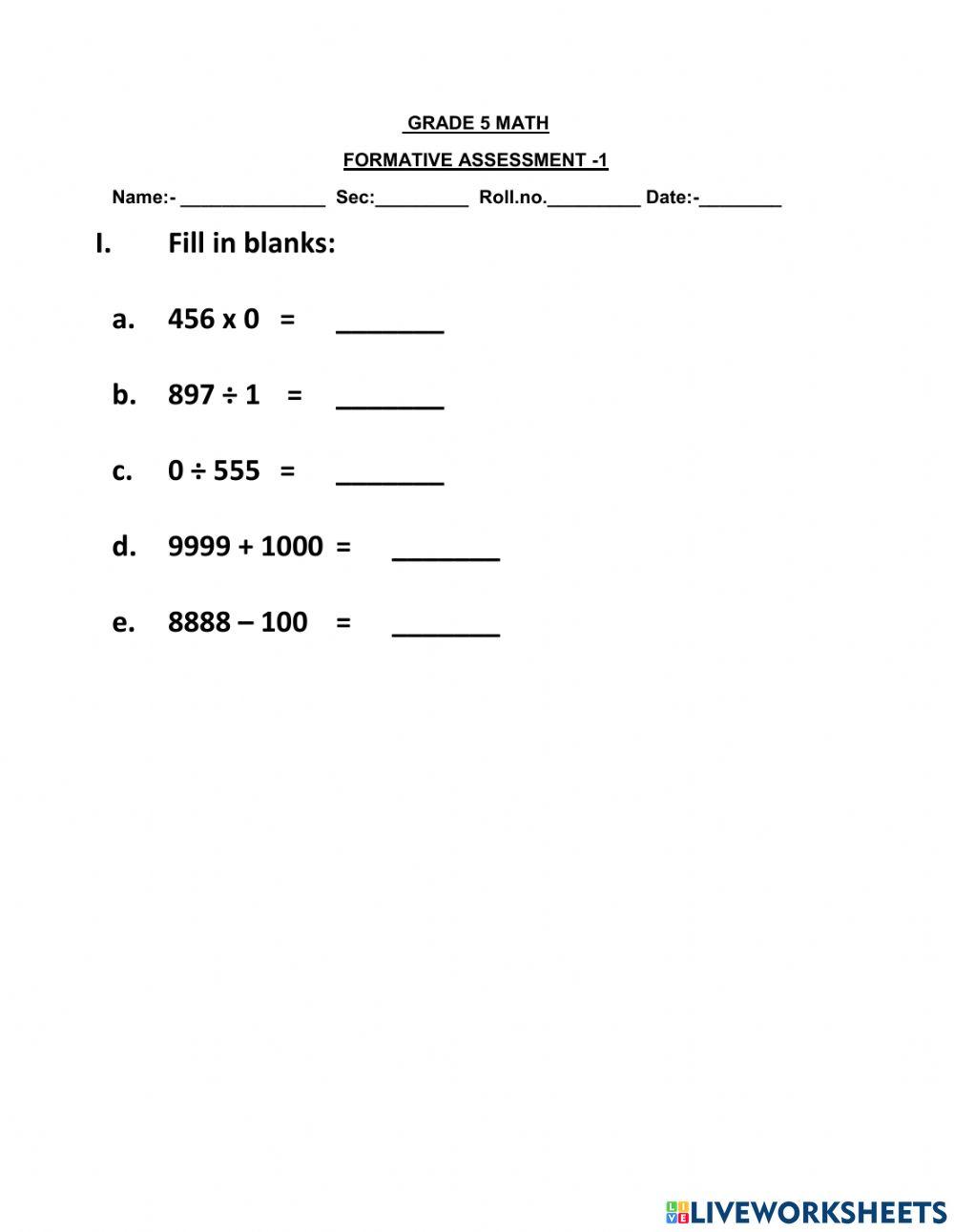 Math ws of properties worksheet Live Worksheets
