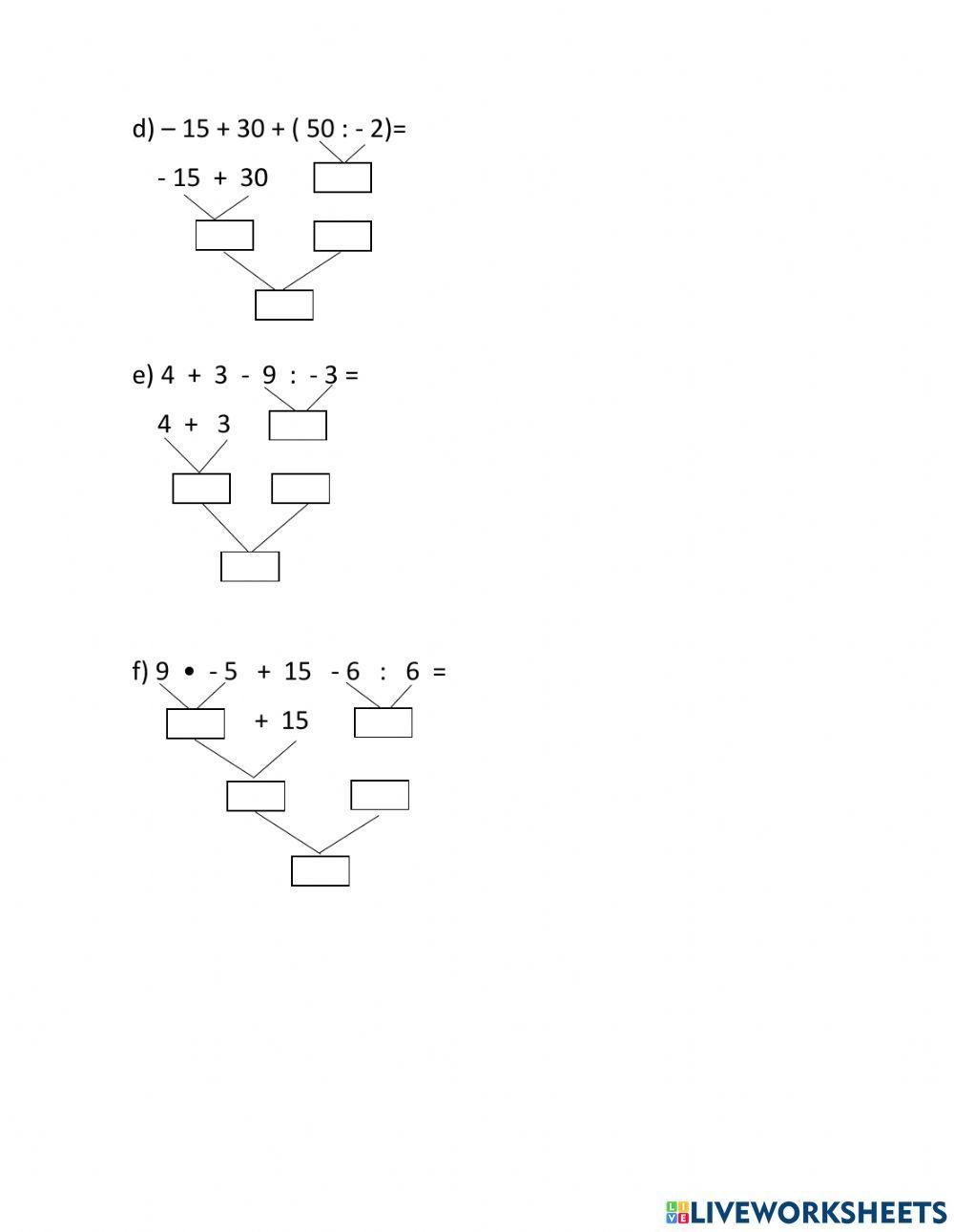 Operatoria combinada números enteros