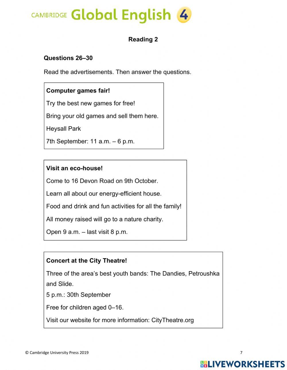 Cambridge Global English 4 - Progress Test 2