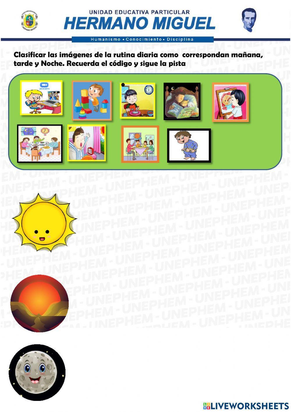Identificar las caracteristicas de la mañanba tarde y noche