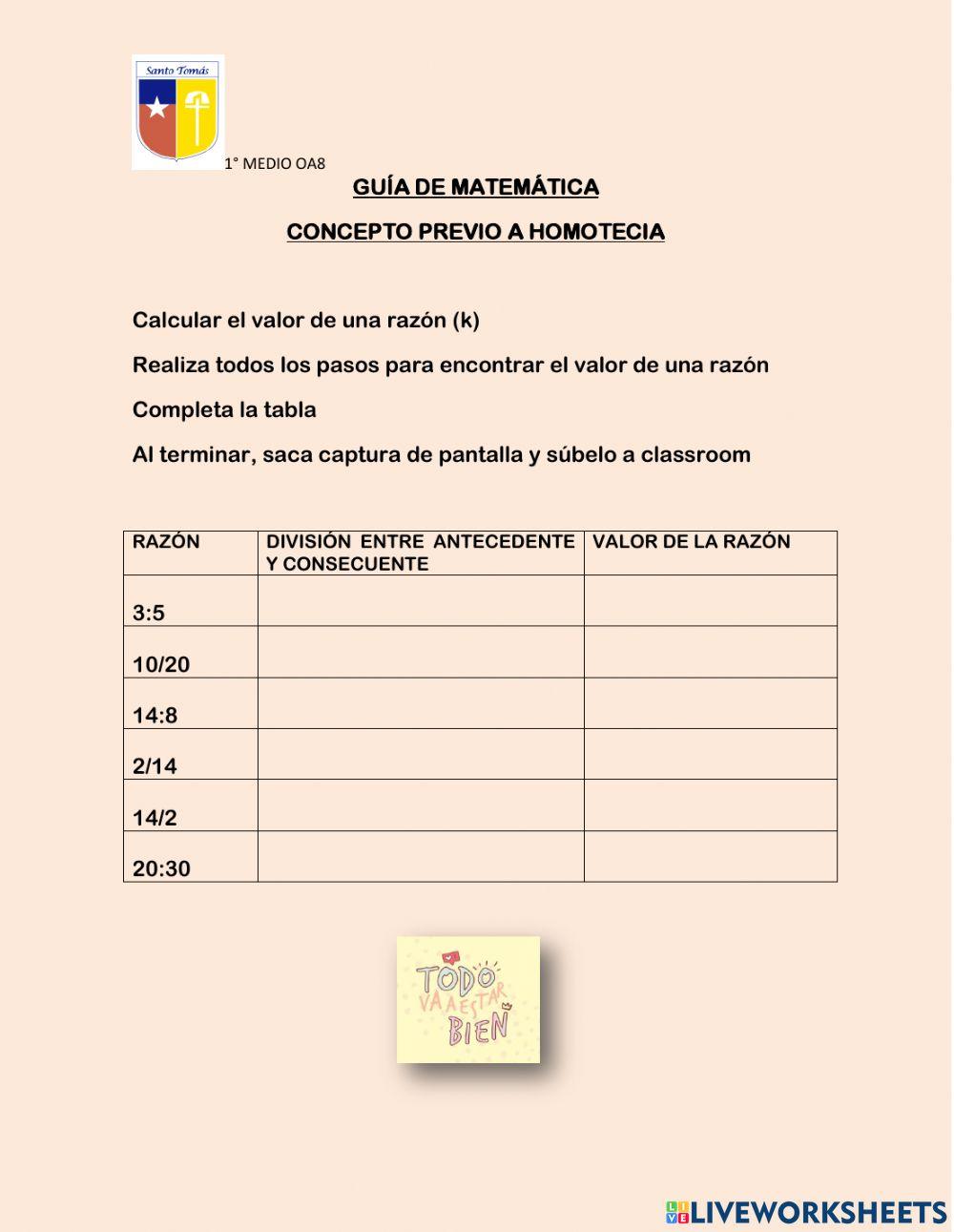 Calcular el valor de una razón