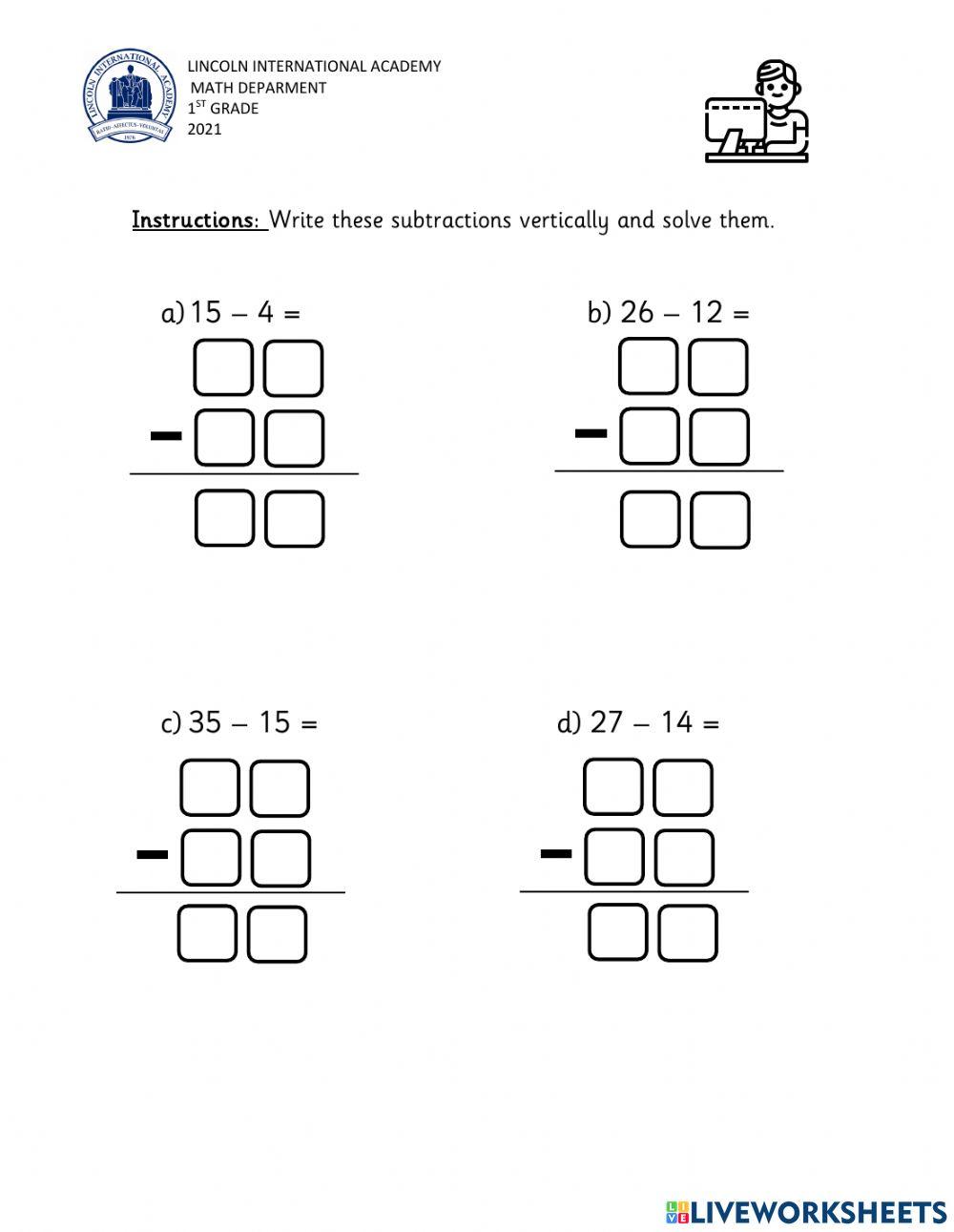 Additions and Subtractions online activity Live Worksheets