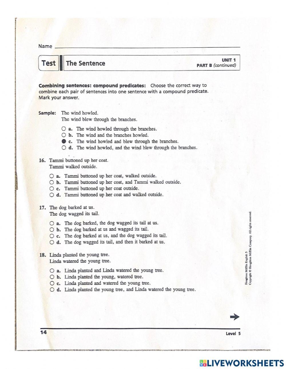 The Sentence Test Part B