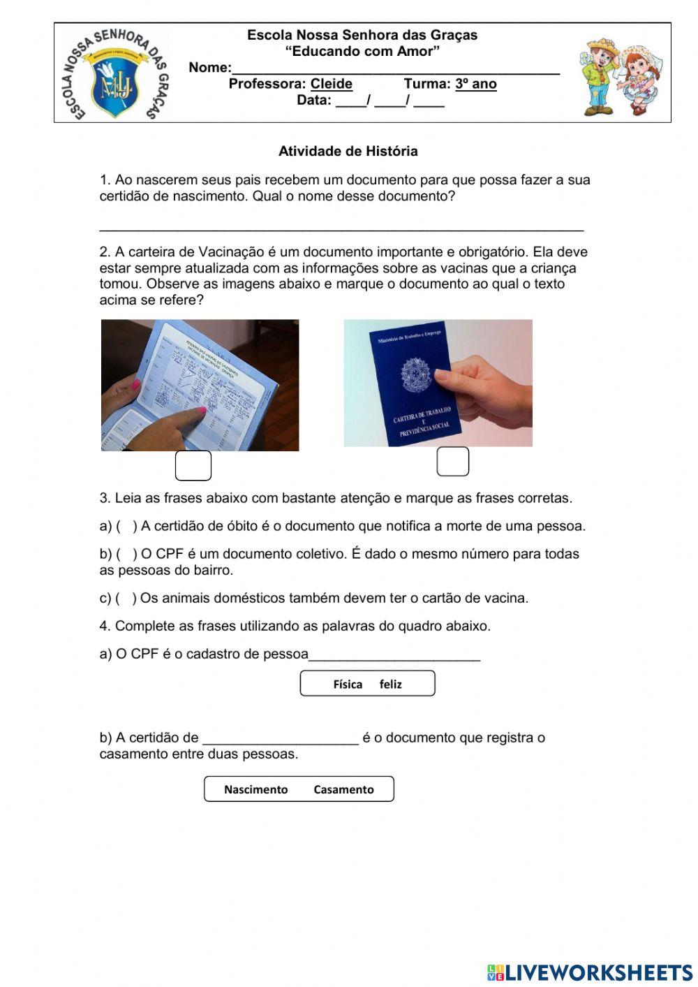 Elementos de identificação do cidadão