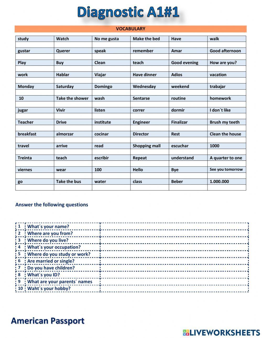 DIAGNOSTIC A1 -1. Amerpassport
