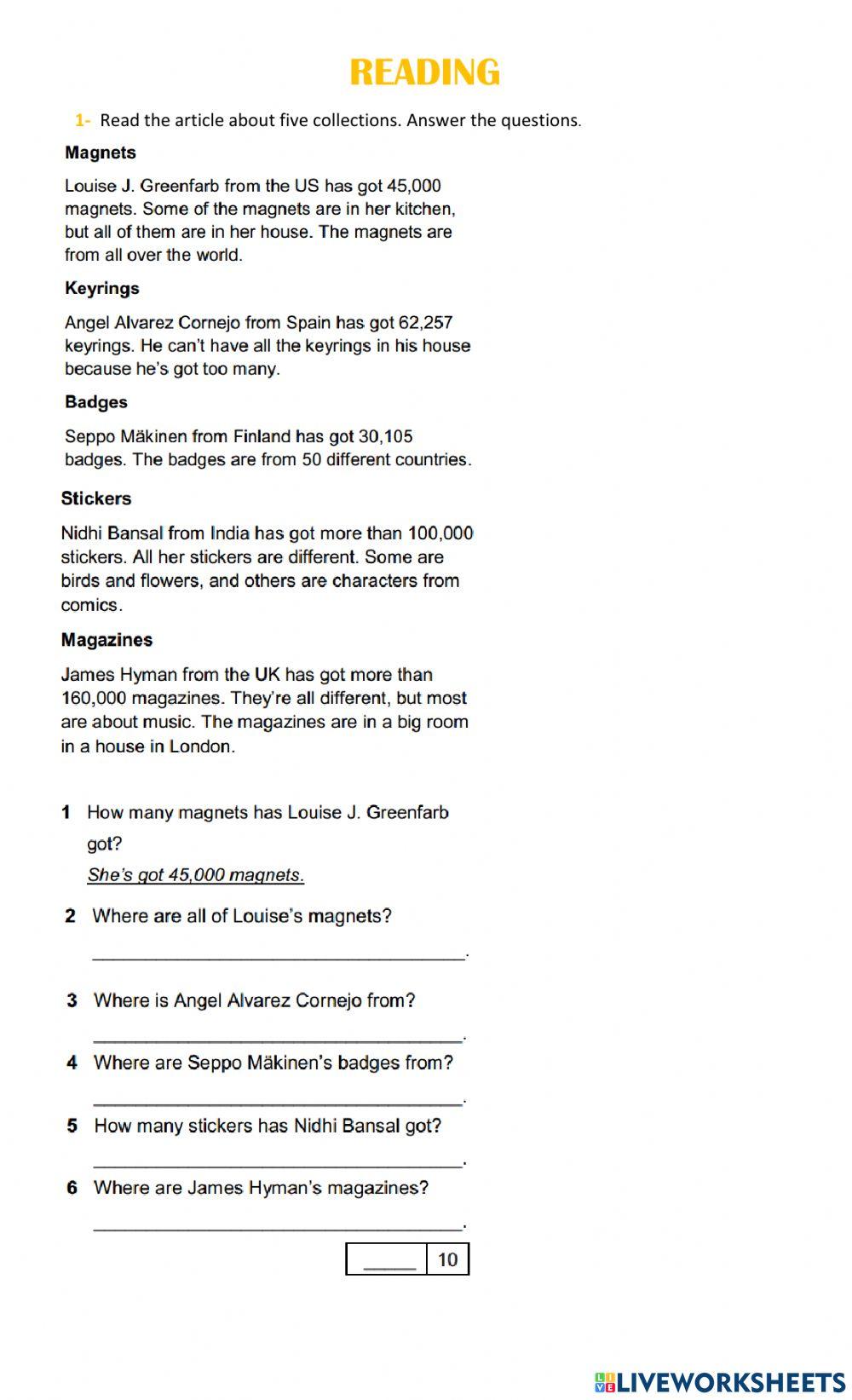 Reading comprehension