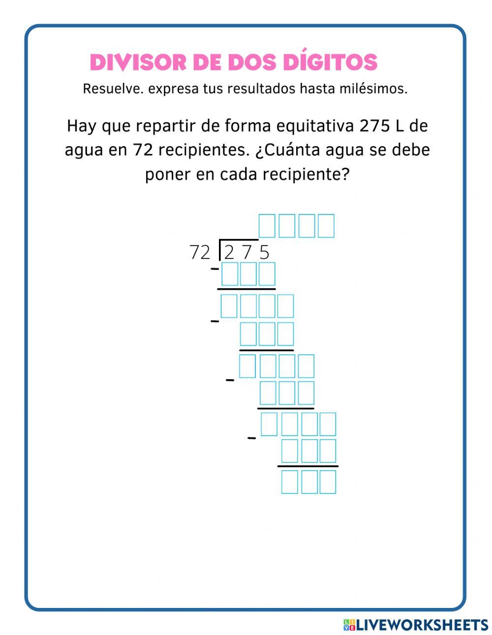 Problemas de división hasta milésimos