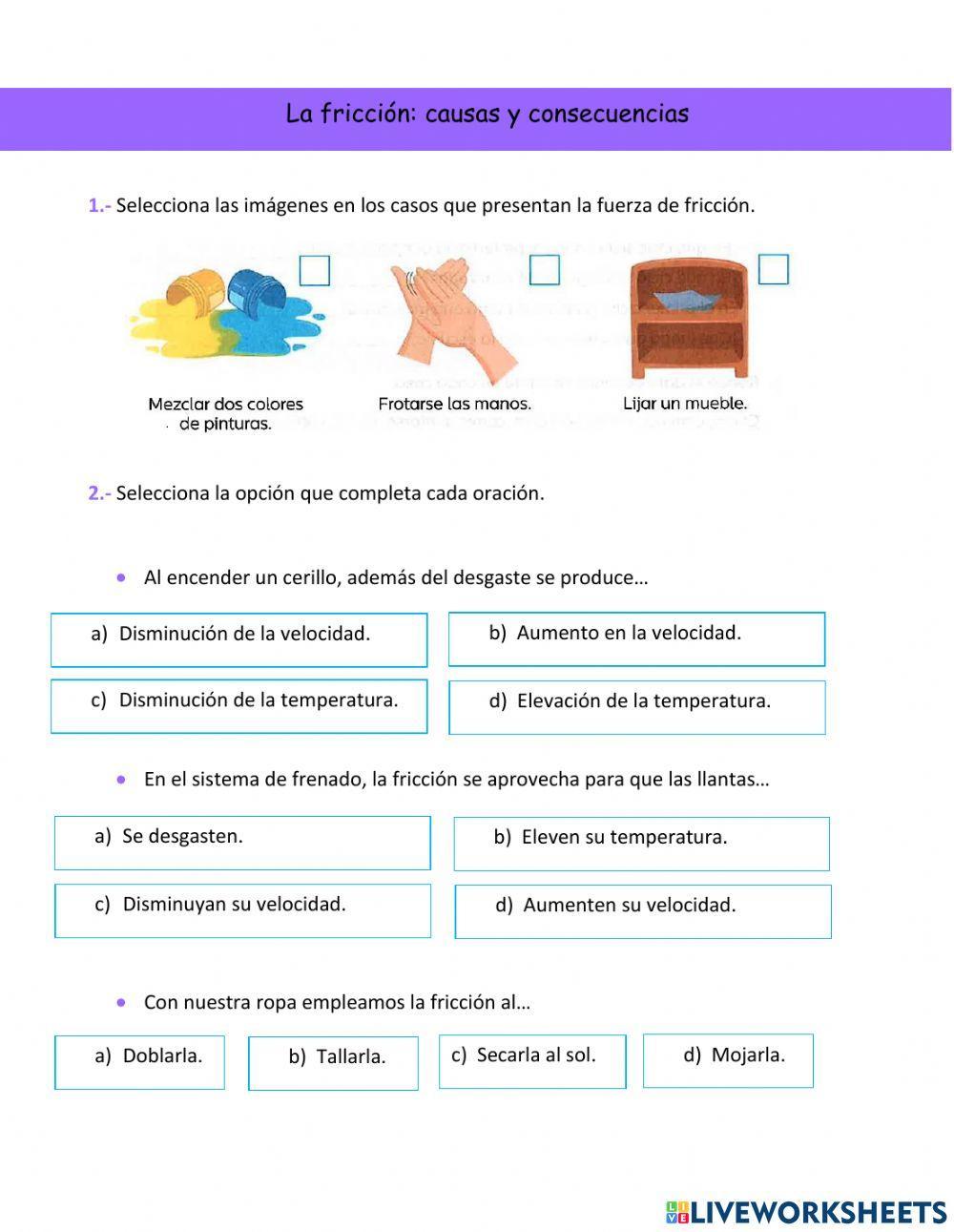 fuerza de fricción para niños