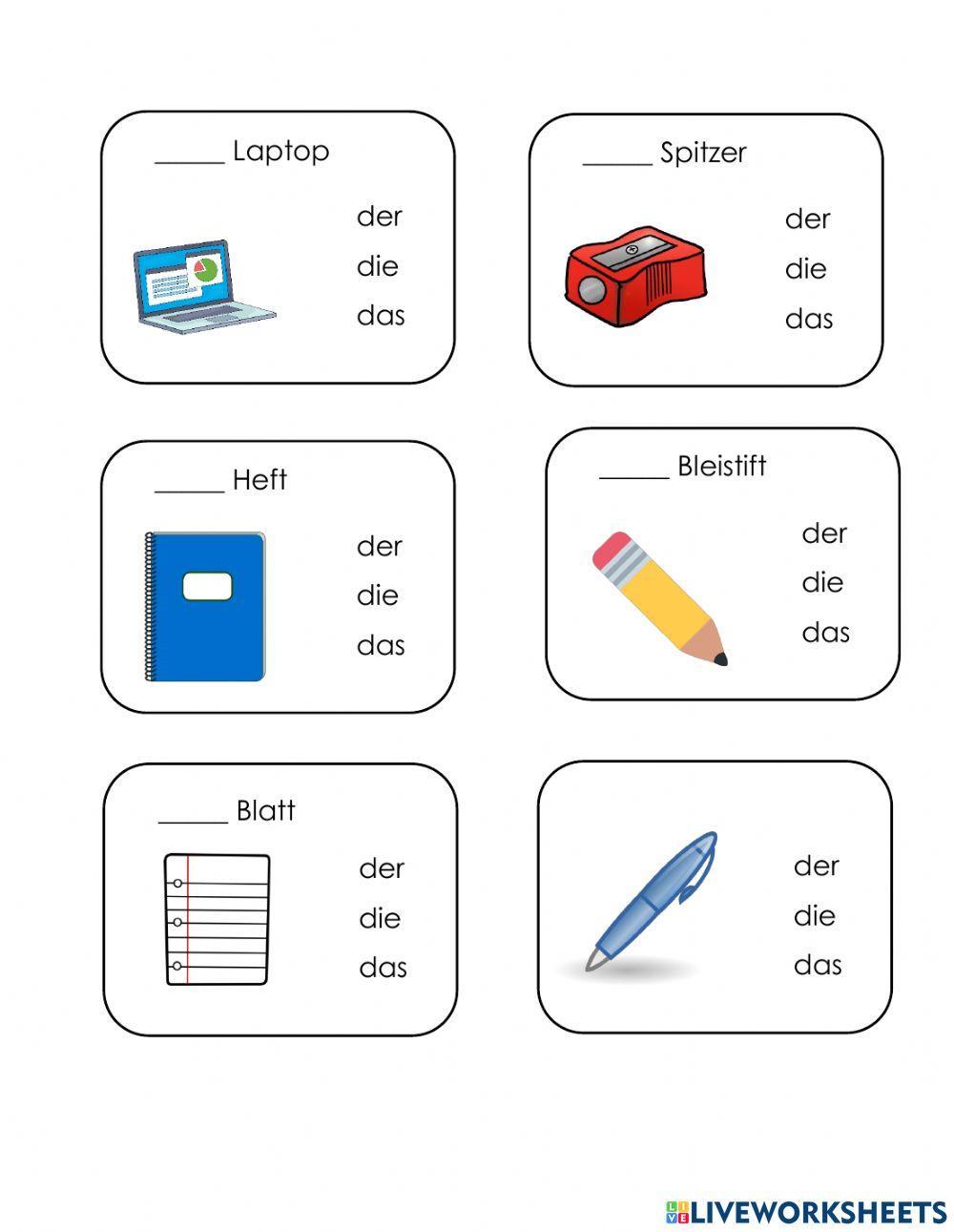 Schulsachen- Artikel