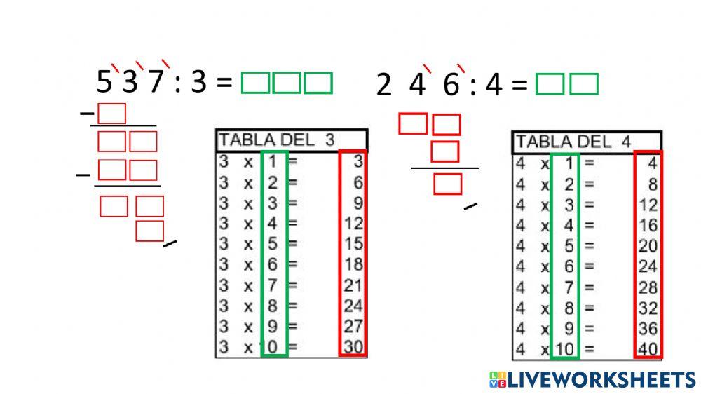Ejercicios de division Ejercicios de division
