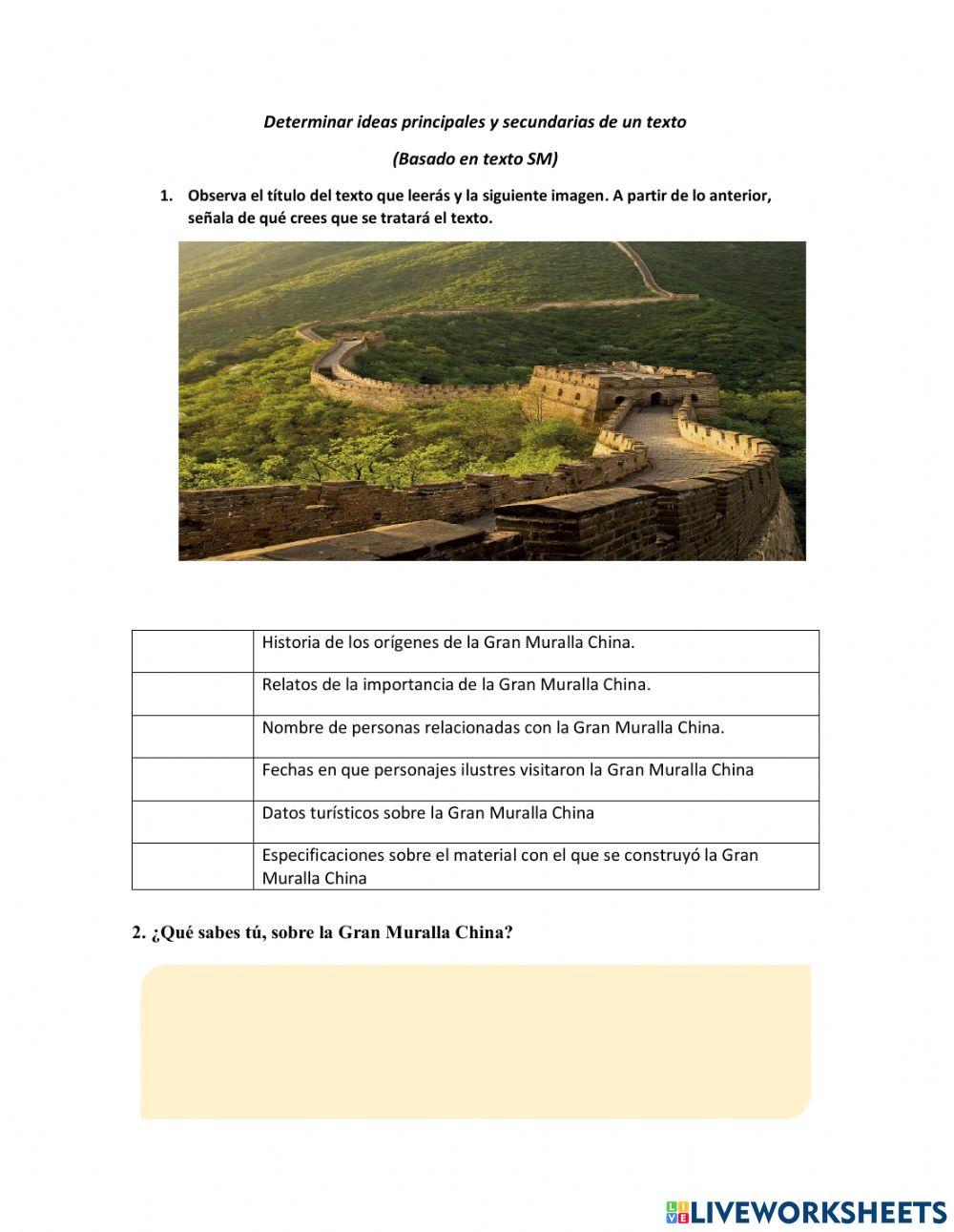 Determinar ideas principales y secundarias