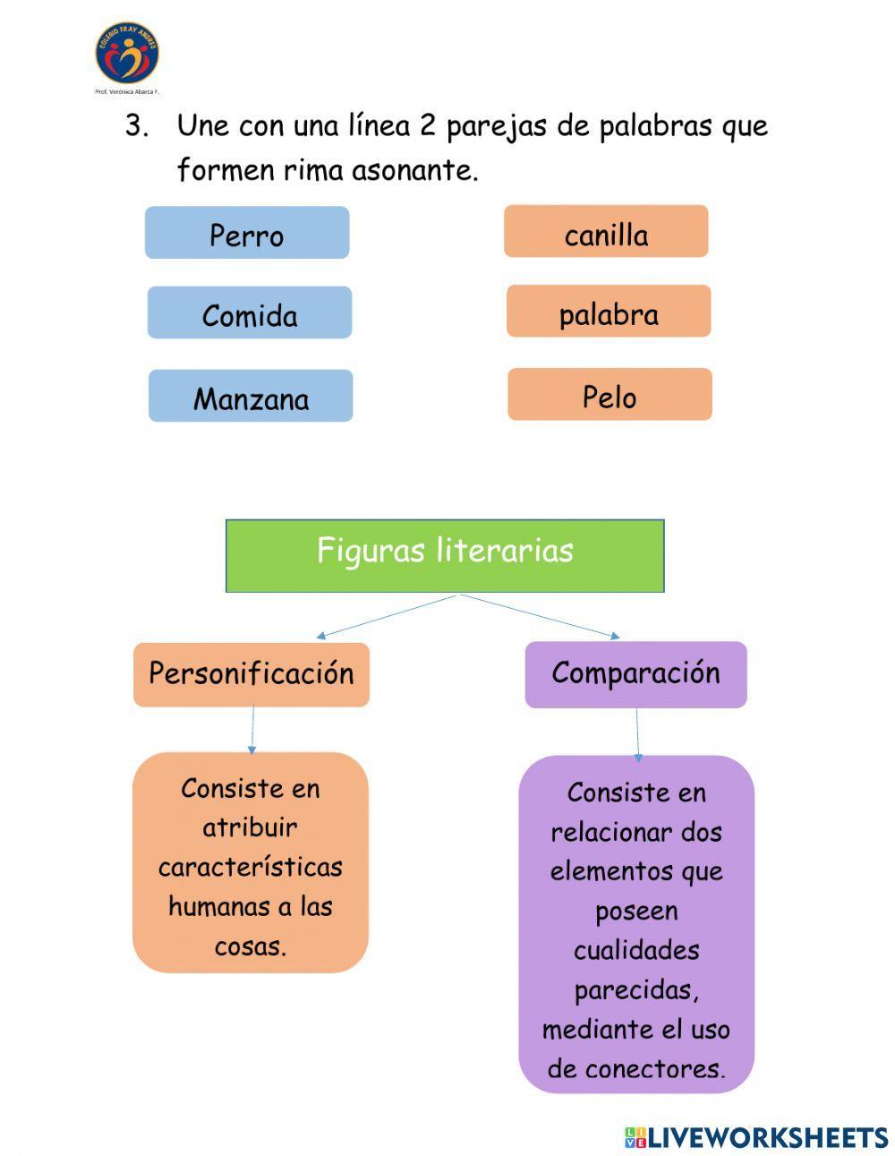 Ficha de aprendizaje Rimas y figuras literarias