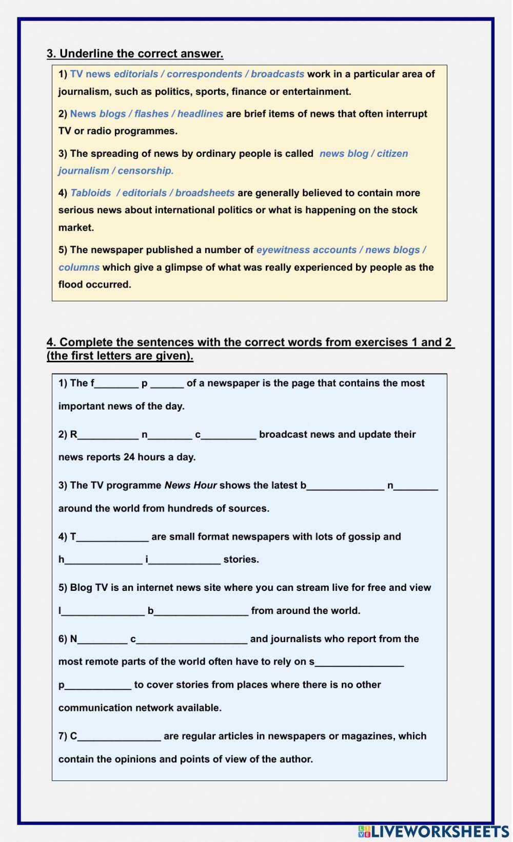 News Report Vocabulary