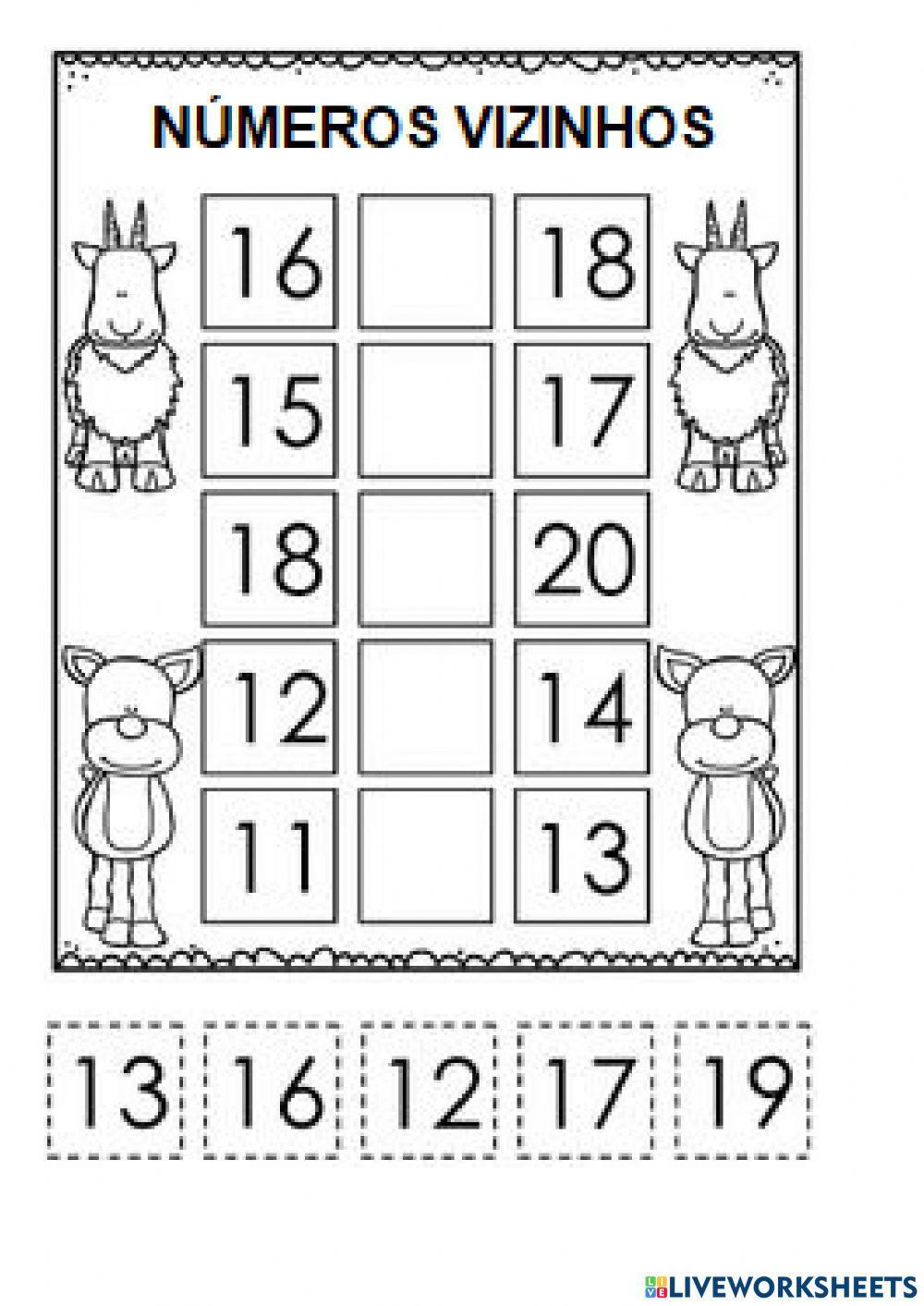 Números vizinhos E ADIÇÃO