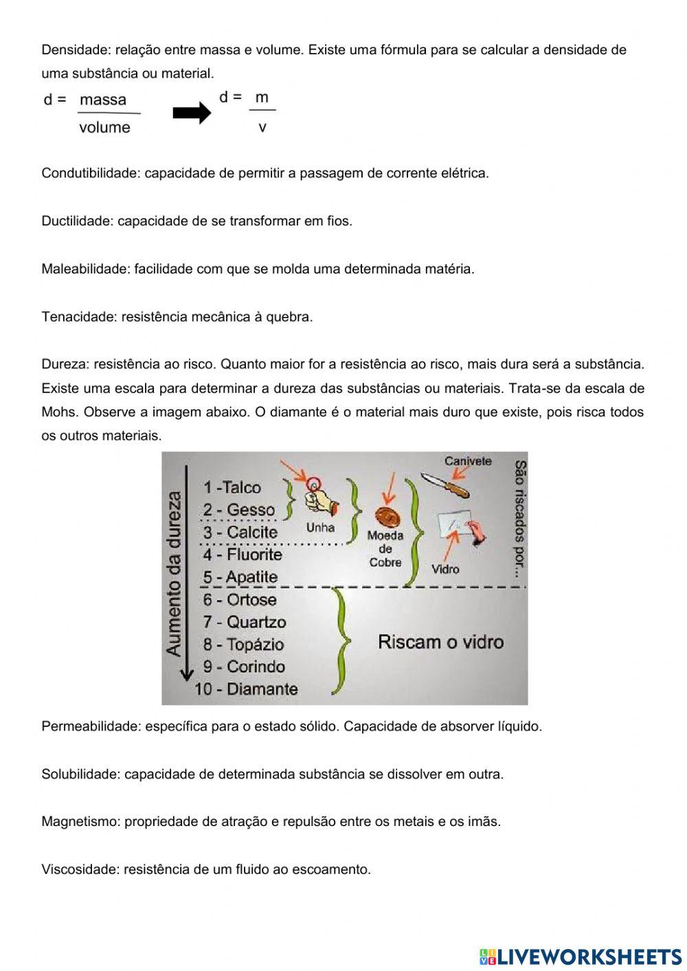 Propriedades da matéria