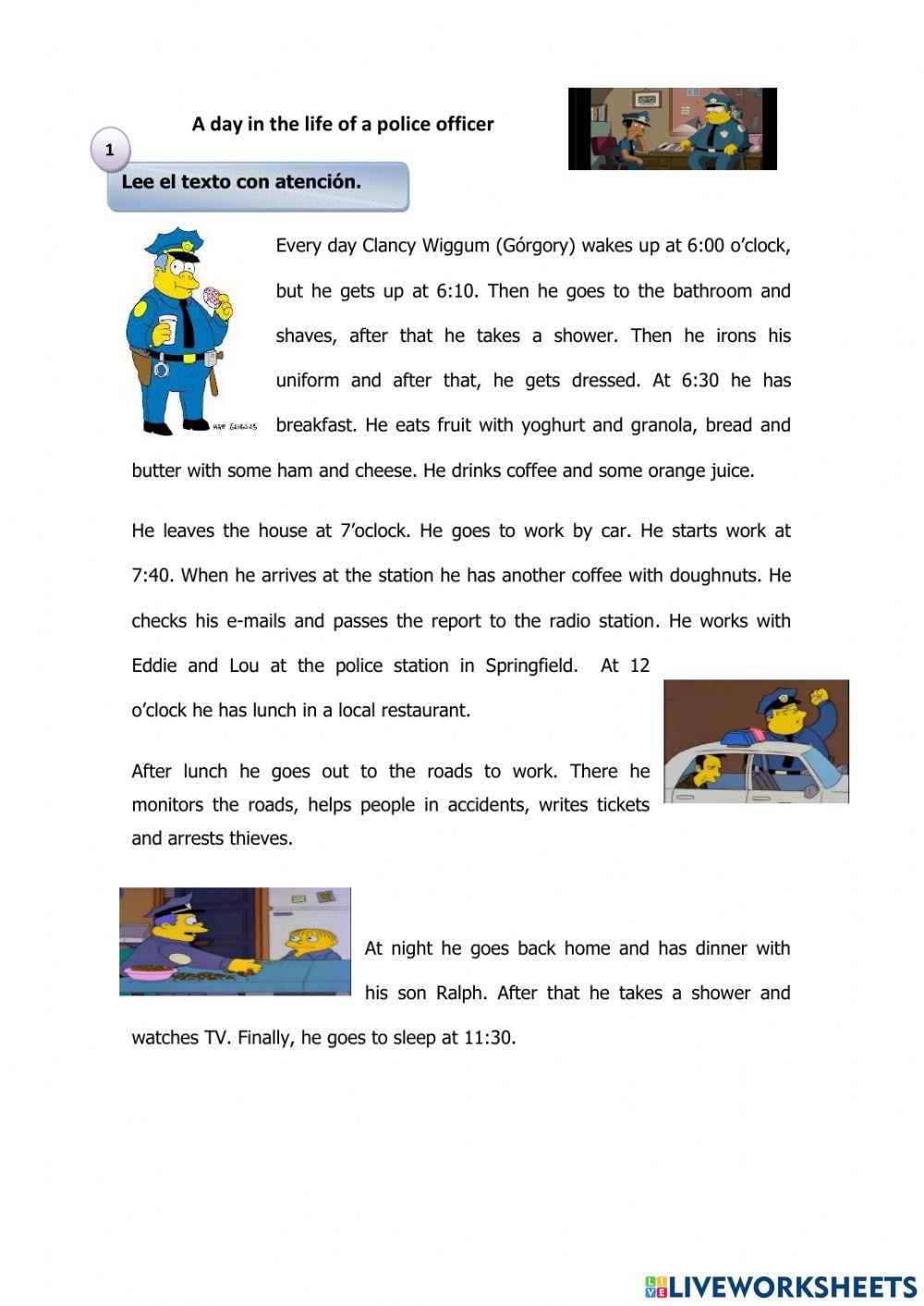 Reading Daily routine with The Simpsons