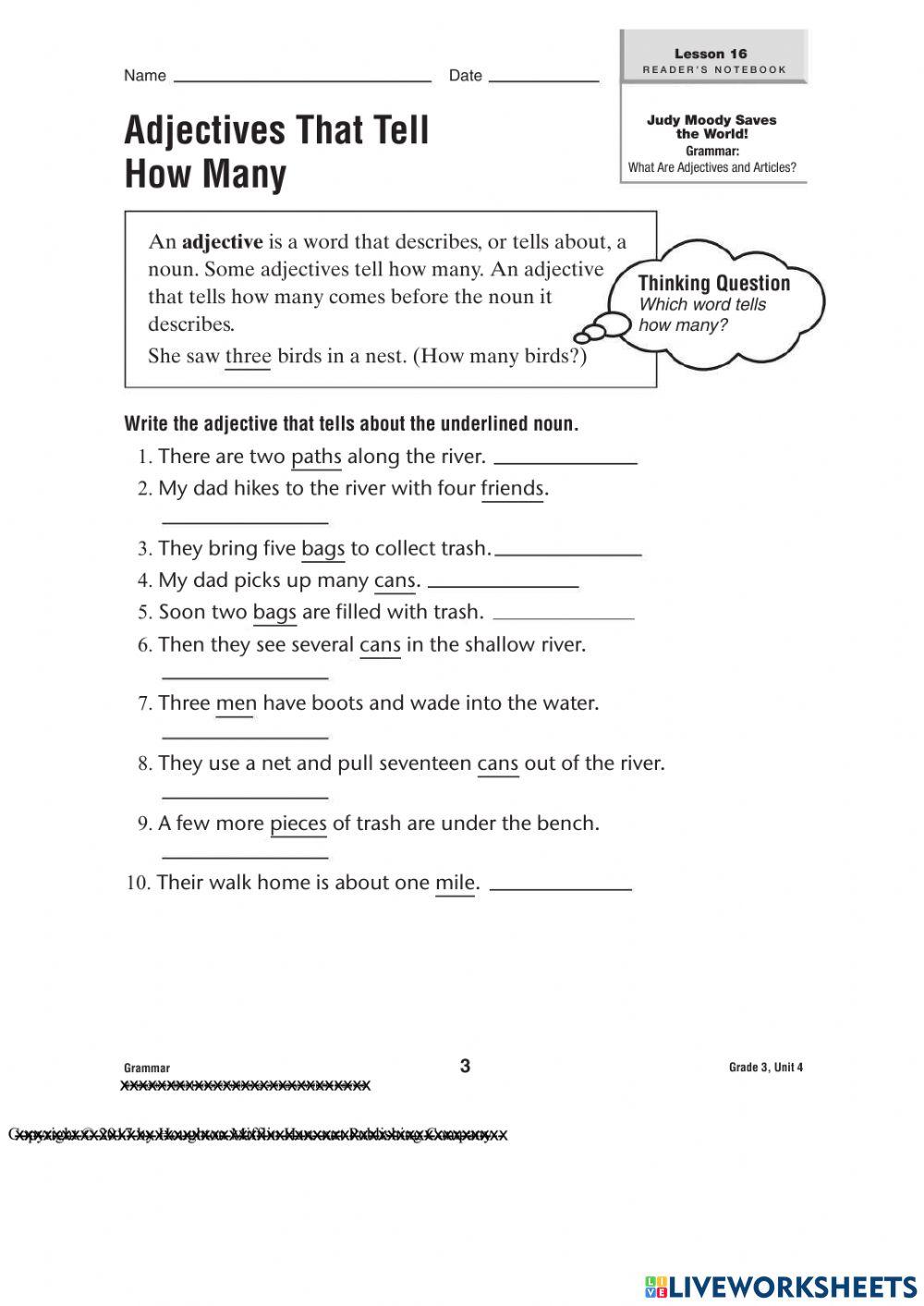 Adjectives that tell how many