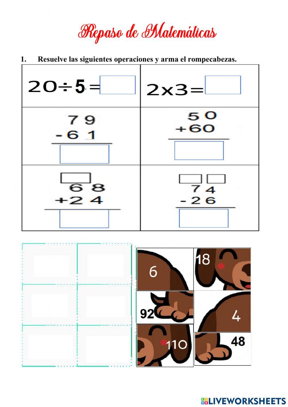 Repaso de matemática de segundo grado de primaria Repaso de matemática de segundo grado de primaria