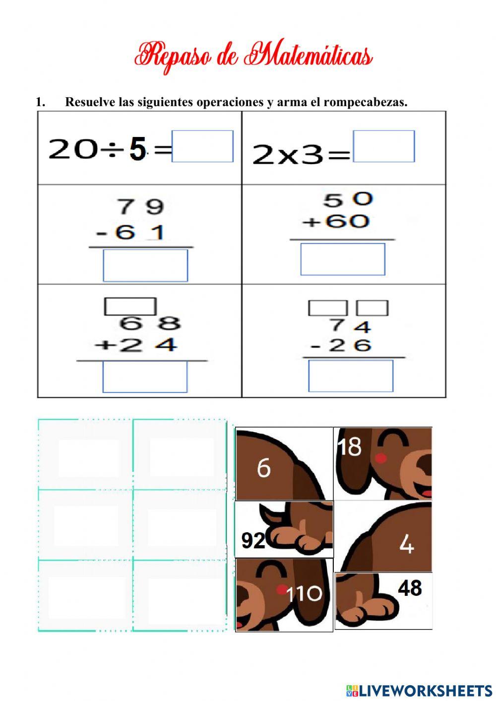 Repaso de matemática de segundo grado de primaria