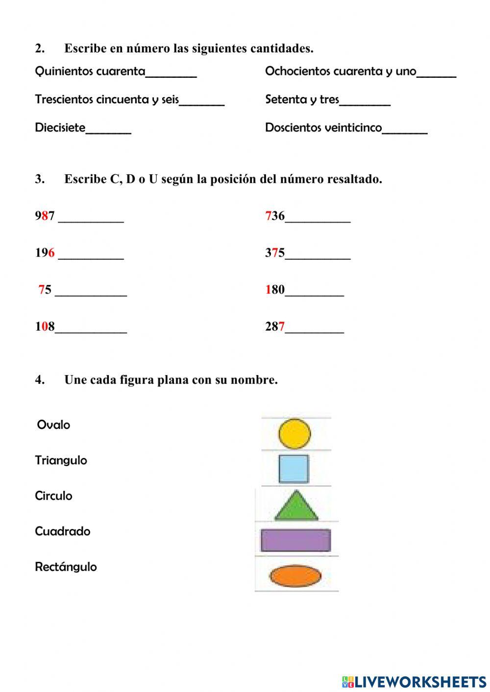 Repaso de matemática de segundo grado de primaria Repaso de matemática de segundo grado de primaria