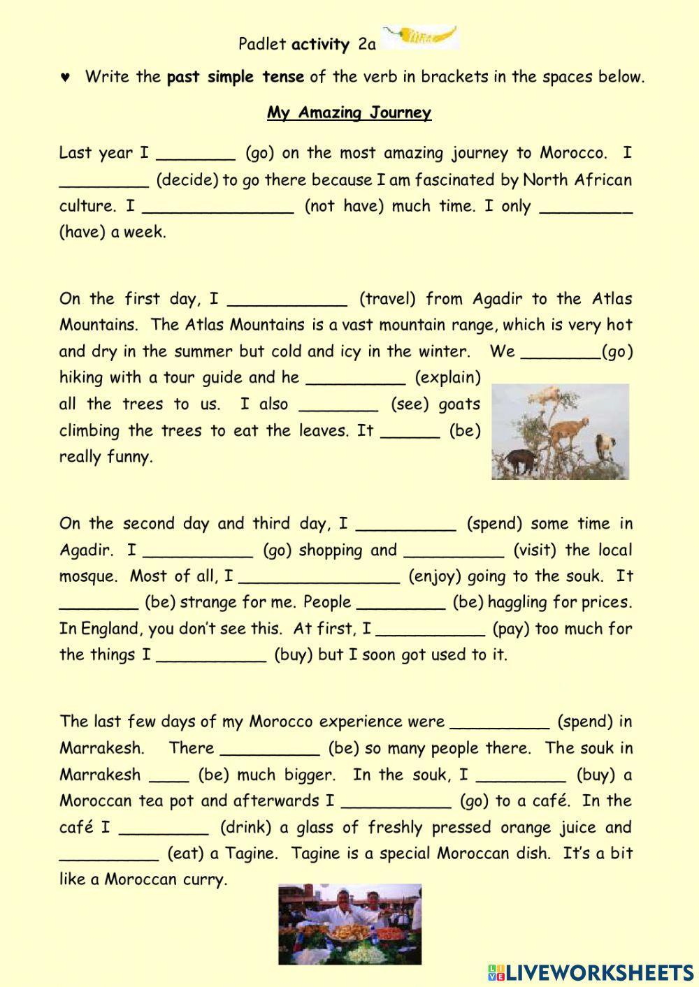 An amazing journey to Morocco in the past tense