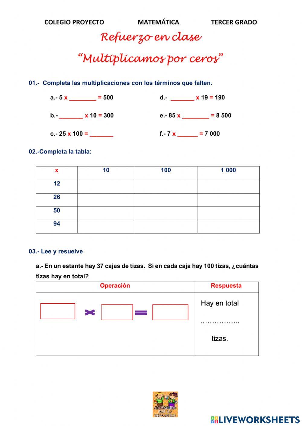 Multiplicación -por ceros