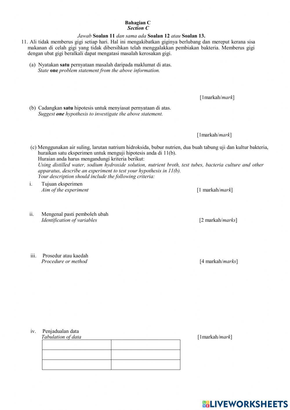 Latihan Sains SPM Bahagian C