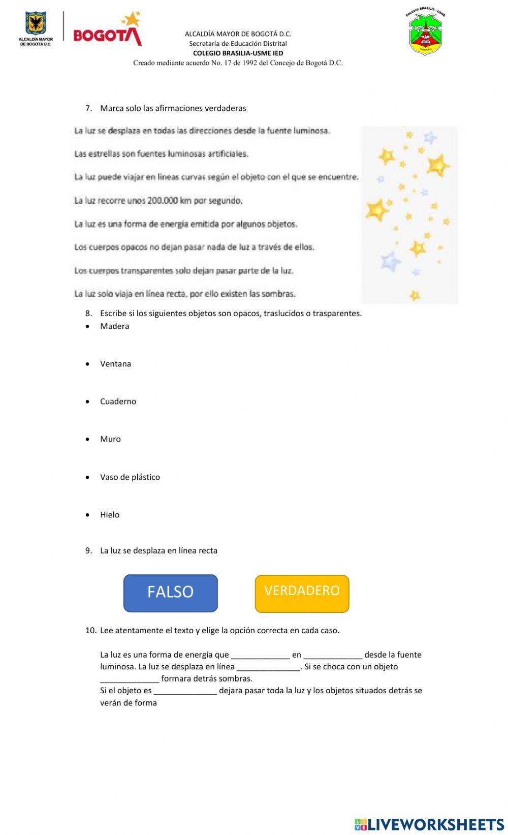 Evaluación grado 3° Ciencias